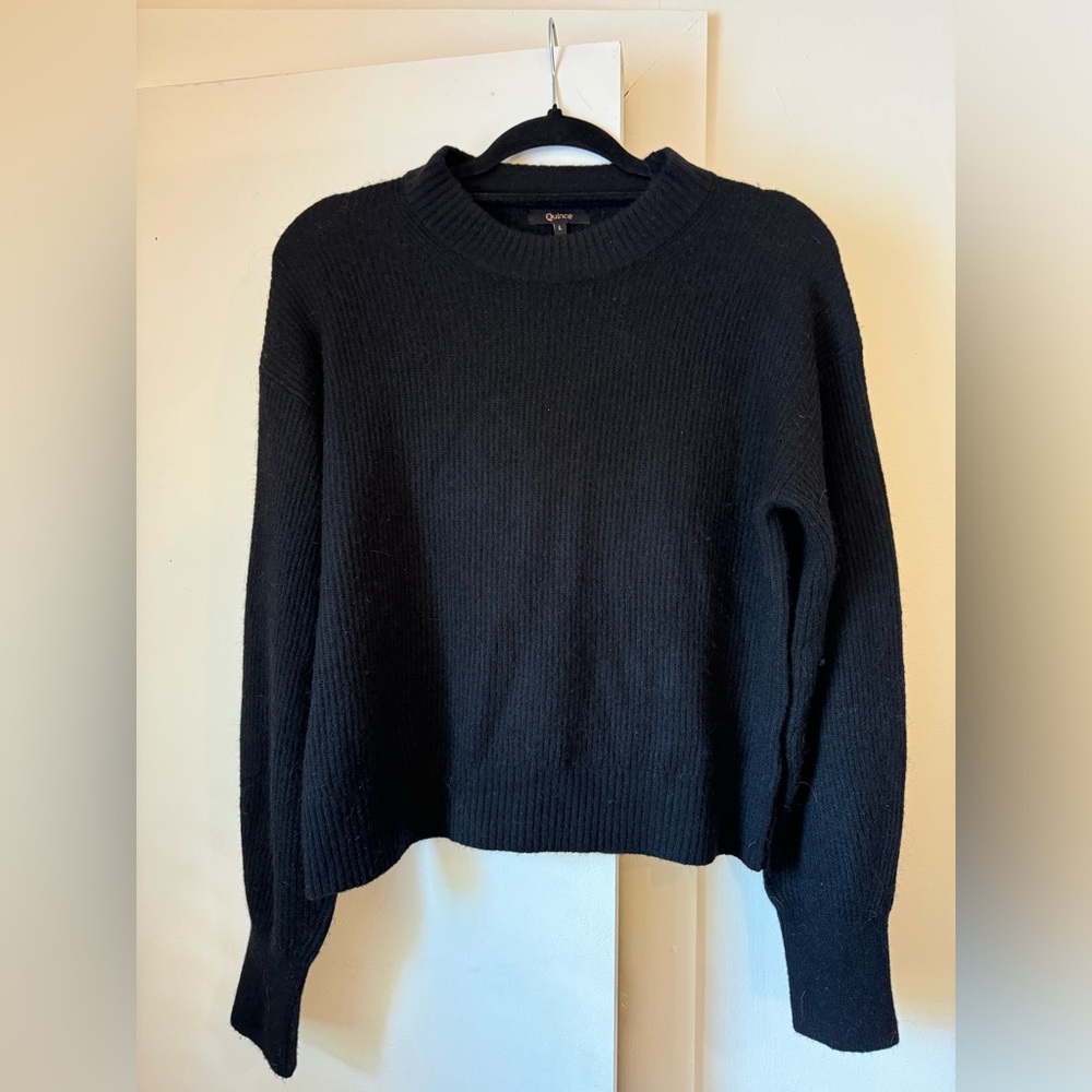 Quince Baby Alpaca-Wool Crew. Size L. Black.